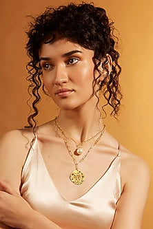 Gold Finish Gemini Celestial Layered Necklace