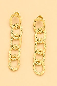 Gold Finish Link Chain Dangler Earrings