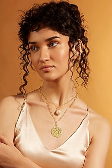 Gold Finish Capricorn Celestial Layered Necklace