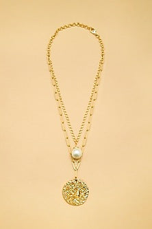 Gold Finish Capricorn Celestial Layered Necklace