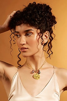 Gold Finish Twin Pearl Aquarius Celestial Necklace