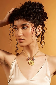 Gold Finish Twin Pearl Sagittarius Celestial Necklace