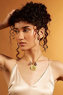 Gold Finish Twin Pearl Scorpio Celestial Necklace