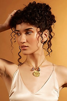 Gold Finish Twin Pearl Gemini Celestial Necklace