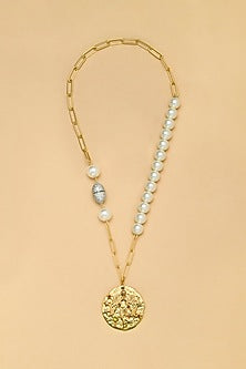 Gold Finish Pearl Virgo Celestial Necklace