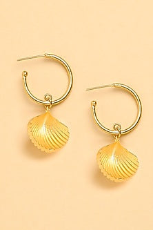 Gold Finish Rose Dangler Earrings