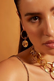 Gold Finish Rose Dangler Earrings
