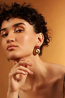 Gold Finish Diamond Stud Earrings