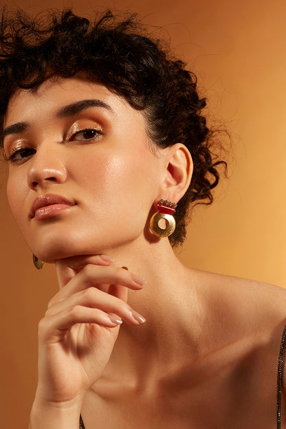 Gold Finish Diamond Stud Earrings