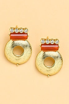 Gold Finish Diamond Stud Earrings