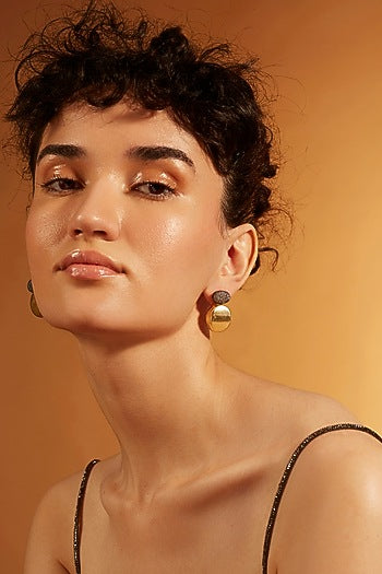 Gold Finish Diamond Stud Earrings