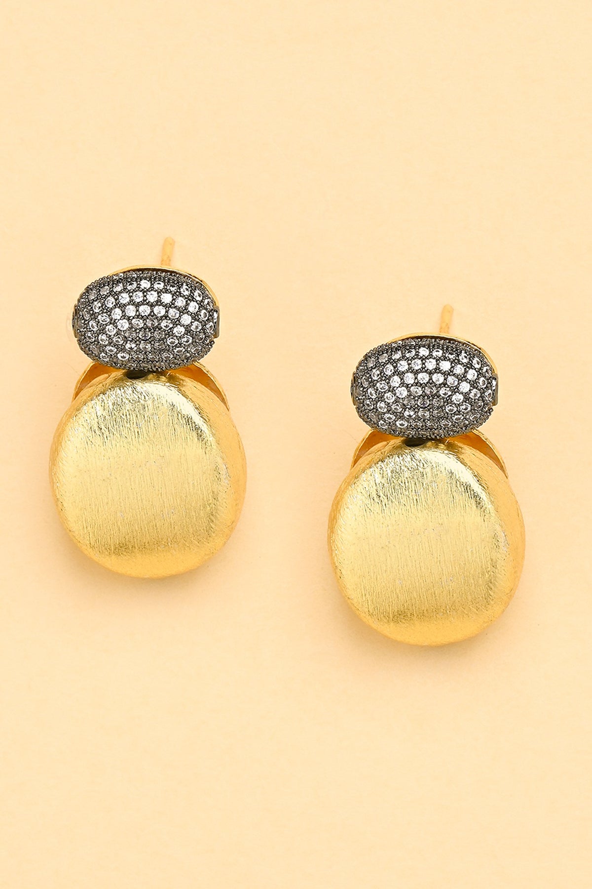 Gold Finish Diamond Stud Earrings