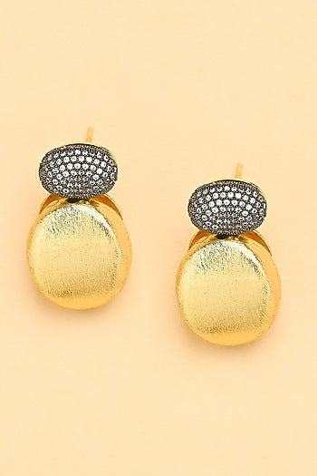 Gold Finish Diamond Stud Earrings