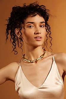 Gold Finish Beaded Choker Necklace
