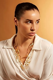 Gold Finish Infinity Loop Necklace
