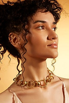 Gold Finish Infinity Loop Choker Necklace