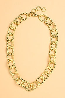 Gold Finish Link Chain Choker Necklace