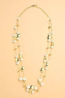 Gold Finish Beaded & Pearl Necklace