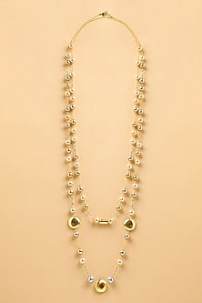 Gold Finish Chunklet & Pearl Necklace