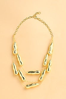Gold Finish Chunklet Layered Necklace