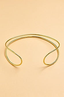 Gold Finish Torque Band Choker Necklace