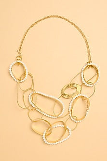 Gold Finish Infinity Loop Pearl Necklace