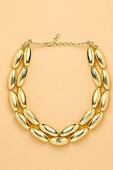Gold Finish Layered Chunklet Choker Necklace