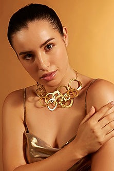 Gold Finish Infinity Loop Necklace