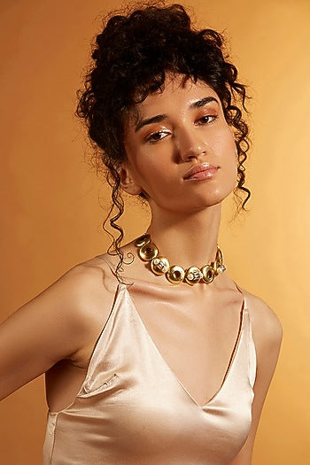 Gold Finish Mini Circlet Choker Necklace