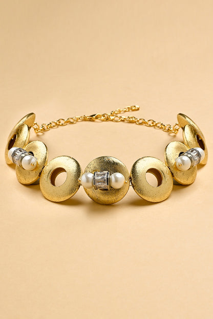 Gold Finish Mini Circlet Choker Necklace