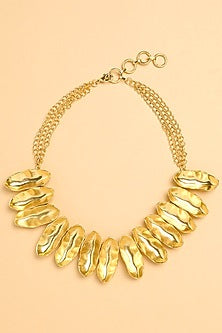 Gold Finish Groovy Drop Choker Necklace