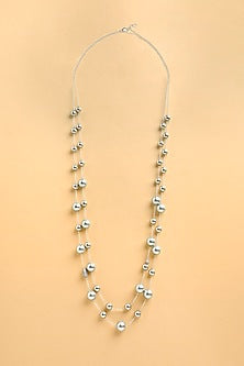 Gold Finish Grey Pearl Sautoir Necklace