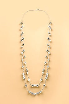 Gold Finish Grey Pearl & Diamond Sautoir Necklace