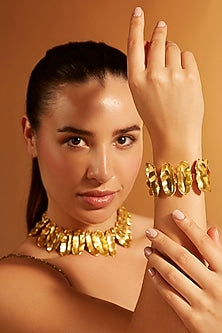 Gold Finish Groovy Drop Cuff