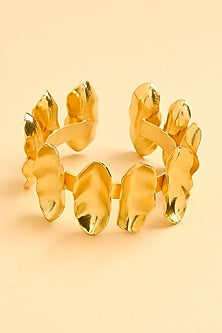 Gold Finish Groovy Drop Cuff
