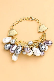 Gold Finish Pearl Chain Bracelet