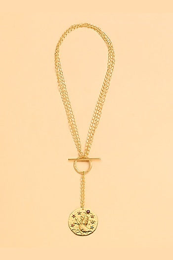 Gold Finish Leo Celestial Necklace