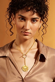 Gold Finish Cancer Celestial Necklace