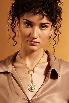 Gold Finish Aquarius Celestial Necklace