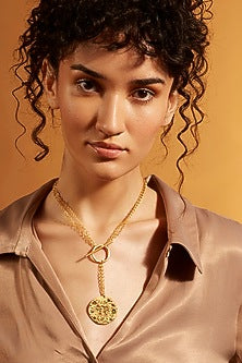 Gold Finish Gemini Celestial Necklace