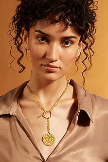 Gold Finish Capricorn Celestial Necklace