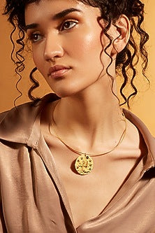 Gold Finish Leo Celestial Torque Necklace