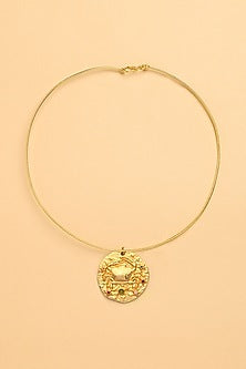 Gold Finish Cancer Celestial Torque Necklace