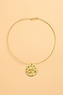 Gold Finish Aquarius Celestial Torque Necklace