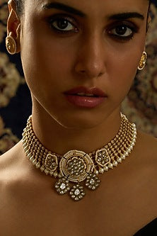 Gold Finish Motifs Temple Necklace