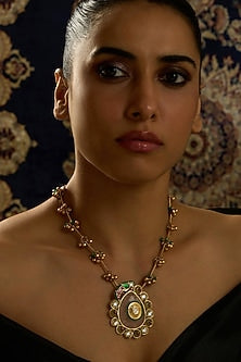 Gold Finish Parrot Motifs & Multi-Colored Beaded Necklace