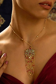 Gold Finish Rajwadi Motifs Chain Necklace