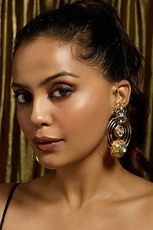Gold Finish Rajwadi Motifs Dangler Earrings