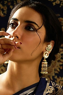Gold Finish Ear Chain Jhumka Earrings