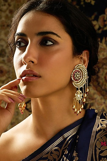 Gold Finish Multi-Colored Stone Dangler Earrings
